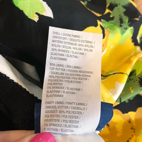 Denim&Co Swimsuit Sarong Front Swimdress One Piece Floral 8 Yellow