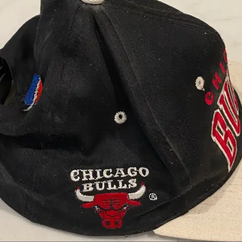 Vintage 80s Chicago Bulls Hat Snap Back Trucker Black Red