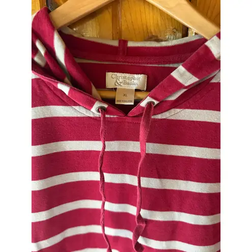 Christopher & Banks Striped Pullover Hoodie with Sleeve Zipper Pocket XL