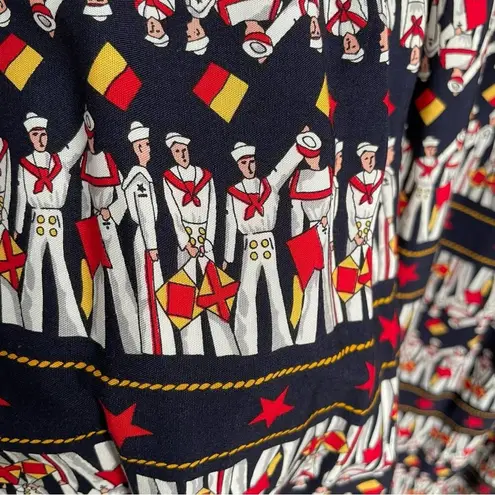 Bechamel Vintage MIDI Skirt Size 6 Navy Sailor Patriotic Military Pin Up Retro