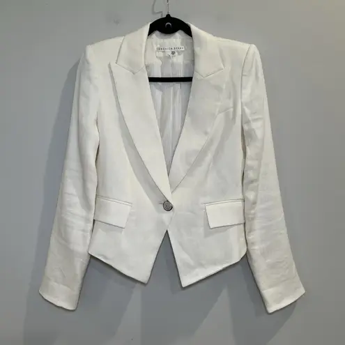 Veronica Beard Off White Single Breasted Front Dickey Jacket Size 4 Linen Blend - Image 1