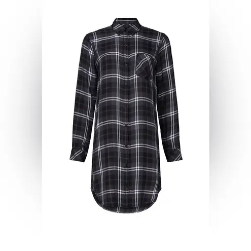 Rails Bianca Grey Black Metallic Plaid Top Tunic EUC Size XS