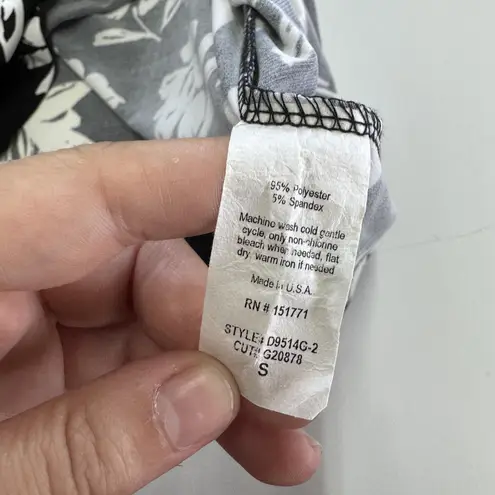 Gilli Dress Womens Small Black White Floral Maxi Sleeveless V Neck Made USA