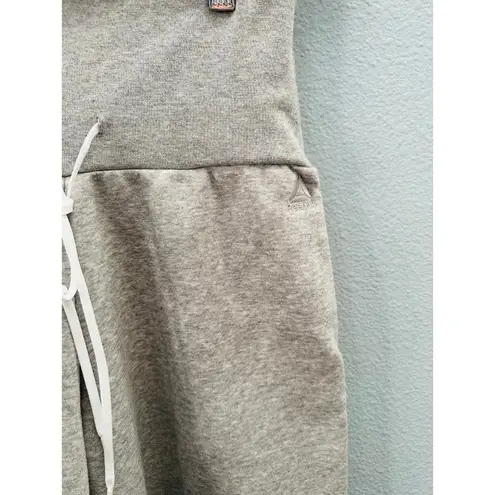 Reebok  Studio High Waisted Wide Leg Cropped Sweatpants Heather Grey Small