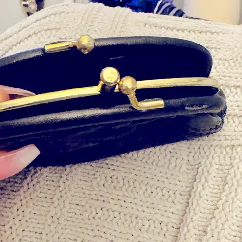 Vintage Faux Black Leather Coin Purse