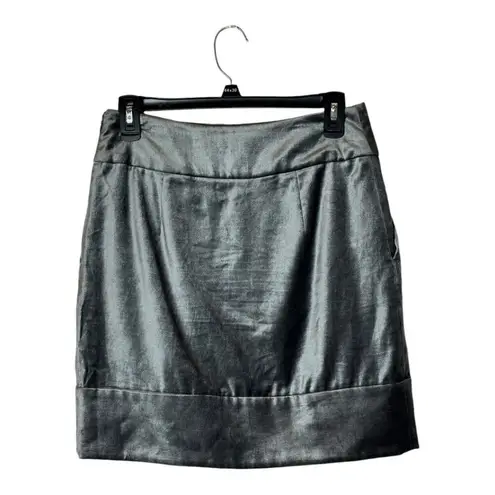 Club Monaco Skirt Women 2 Silver Gray Banded Waist A Line Mini Holiday Party