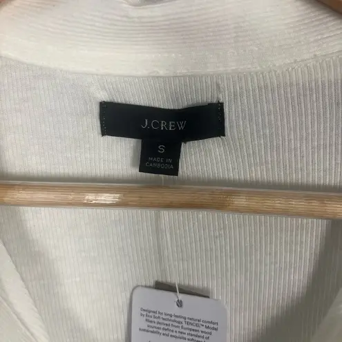 J.Crew  white Ribbed polo long sleeve T-shirt size small new