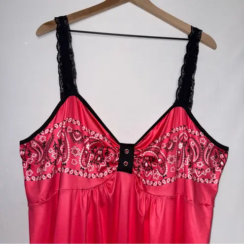 Hot Pink Paisley and Lace Lingerie Dress Cowgirl Hanker Chief Western Style Black Size 3X