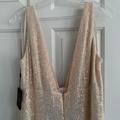 Mac Duggal Sequin Asymmetrical Ruffle Tiered Gown - Size 14 - Iridescent - NWT