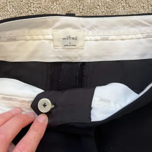 Aritzia  Effortless Pant Black Crepette High Rise Wide Leg Pockets Zipper Size 2