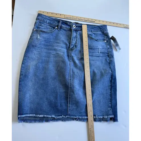 Signature Studio Denim Skirt 16 Women's Raw Hem Pockets New Blue cotton blend