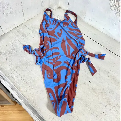 NWT VYB Swim Nala Open Side High Neck One Piece Swimsuit Hightide Women's Size M Blue Size M
