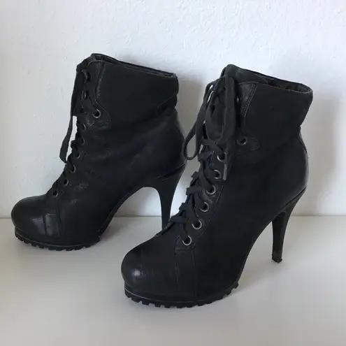 Ash lace up high heeled combat style boots
