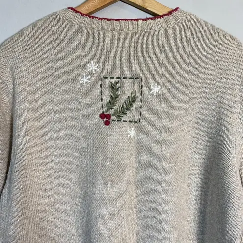 Croft & Barrow Vtg  Ice Skating Christmas Wool Angora Full Zip Sweater Women's L