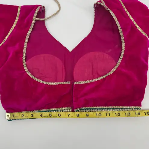 Handmade Traditional Indian Lehenga Choli Set Net Skirt with Dupatta Embellished Trim Med