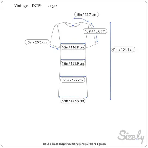 house dress snap front floral pink purple red green Size L