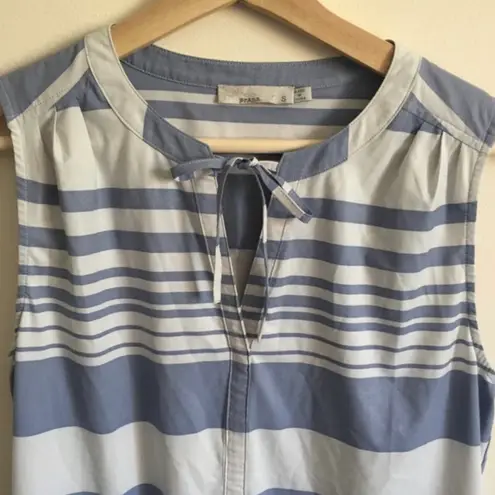 prAna White Fairhope Blue Stripe Natassa Halter Neck Sleeveless Tunic Tank Top