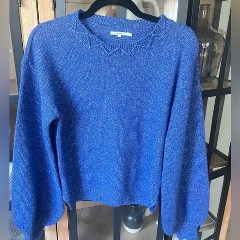 Tularosa  sweater cobalt blue knit balloon sleeves crewneck long sleeve chunky