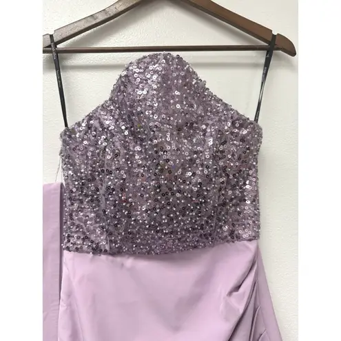 Lavish Lice Lavish Alice Embellished Curved Bandeau Dress in Lilac Size 4