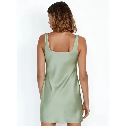Aritzia Wilfred Sage Green TRYST Square Neck Mini Satin Slip Dress Women's Small