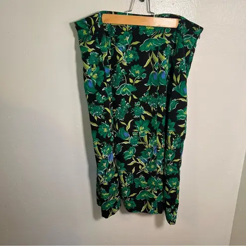 Sag Harbor Vintage Skirt Set Black Green Tropical Floral 16