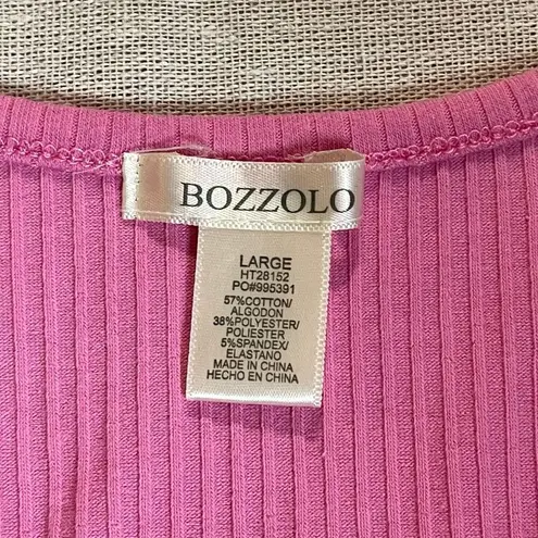 Bozzolo  | Bubblegum Pink Short Sleeve Ribbed Cropped Tee | Large