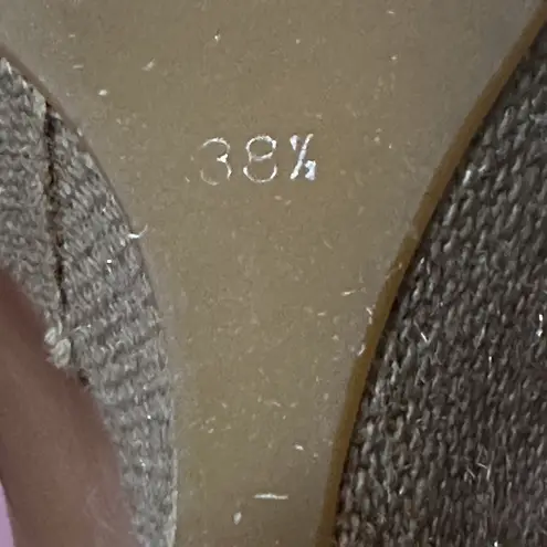 Tibi  NYC Tan Leather Burlap Wedge Platform Sandals Size 38.5 Womens 8‎