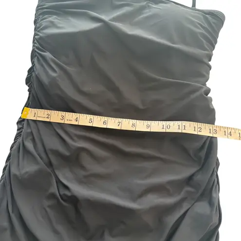 J.Crew Black Ruffle-Trim Ruched Bandeau One-Piece Dress Swimsuit Size 12