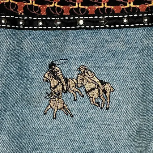 Vintage Denim Embroidered Bag‎ Blue