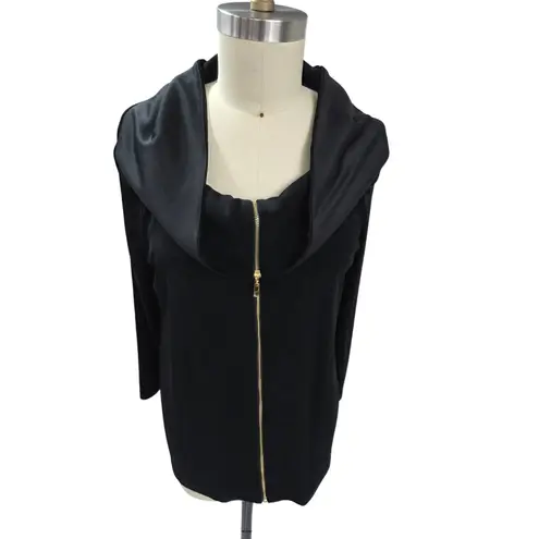 Chico’s Traveler Black Zip Front Top Size 2 Excellent Size L