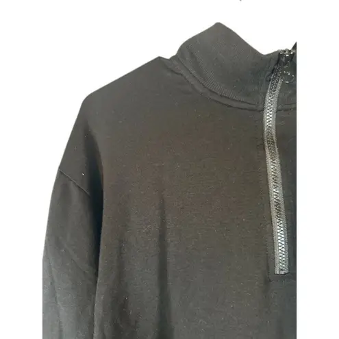 Three Dots Black Quarter Zip Long Sleeve Stretch Pullover Sweatshirt Women Sz S