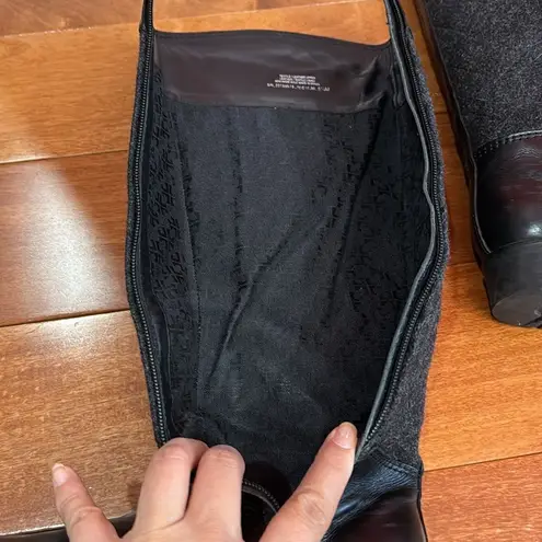 Tory Burch  Black Two Tone Mixed Media Leather Riding Boots Equestrian size 5.5 M