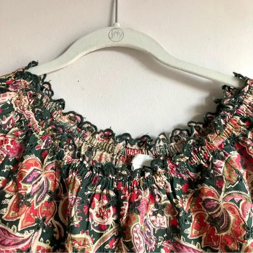 Jennifer Grace NWOT JENNIFER & GRACE Cropped Floral Peasant Puff Sleeve Boho Top Multicolor M
