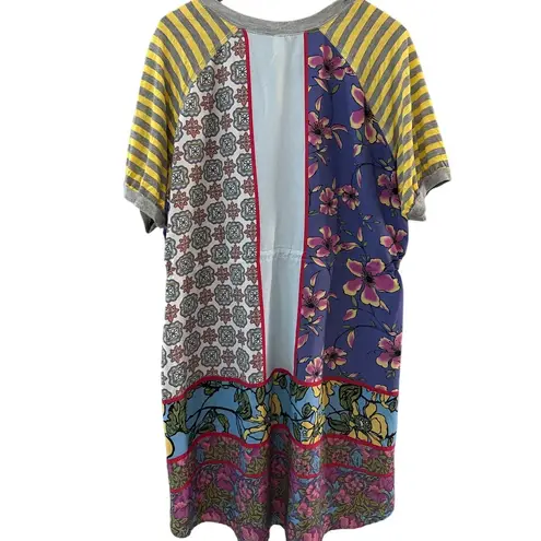 Uncle Frank Printed Ivy Patchwork Drawstring Waist Mini Dress Multicolor Size XL