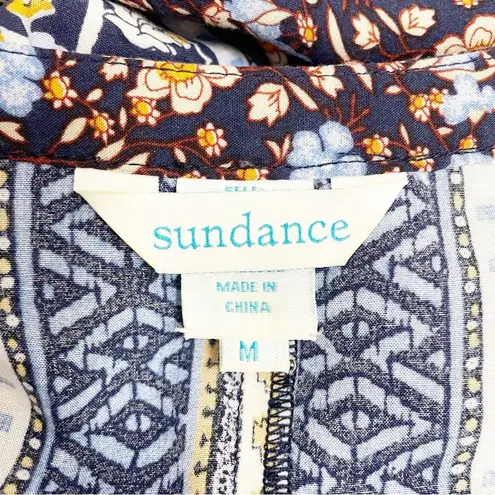 Sundance Simona Dress Blue Multi Floral Balloon Sleeve Peasant Dress Size Medium