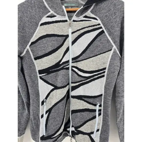 Title Nine Women's Gray Black White Geometric Print Zip Up Hoodie Jacket Medium