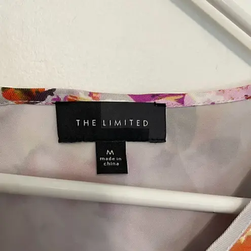 The Limited Lilac Lavender Purple Gray ish Floral Satin Cap Sleeve Belted Dress