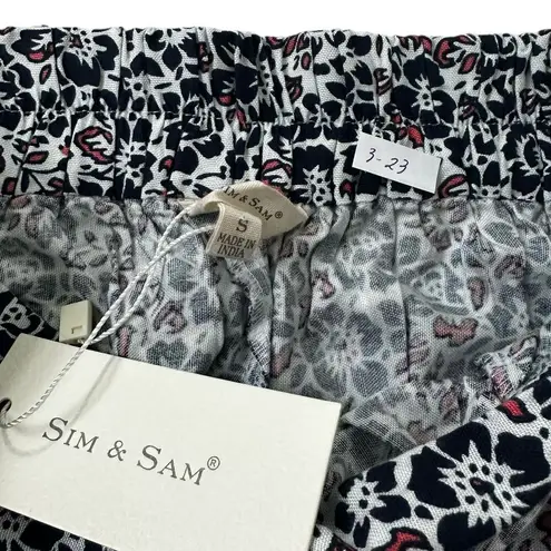 Sim & Sam Blue Coral Floral High Rise Flat Front Pants Women Sz Small NWT | 3-23