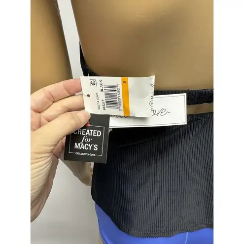 NWT Salt + Cove Black Ribbed Ringing It Beaded High Neck Tankini Swim Top Small