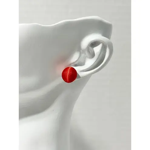 Polka dots & Heart Print Round Star & Heart Shape Fabric Stud Earrings 3 Pairs Red