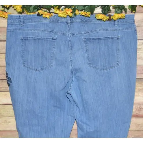 Simply Vera Wang Light Wash Floral Embroidered Skinny Blue Jeans Plus Size 24W