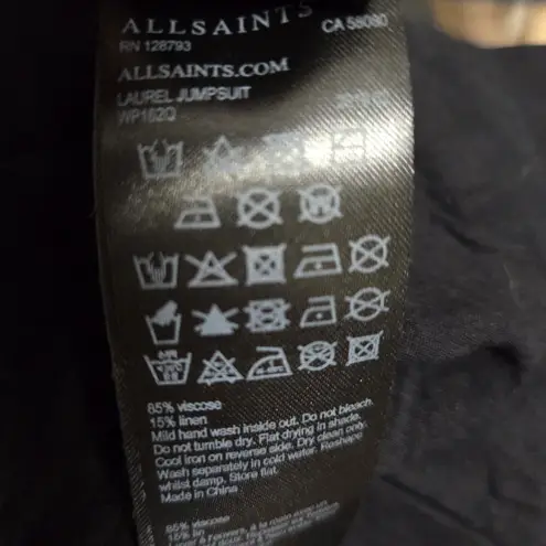 Allsaints Laurel Black Wrap Jumpsuit Romper Medium Linen Blend