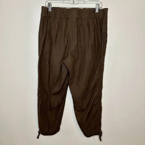 J.Jill  Pure Jill Linen Drawstring Crop Pants Brown Medium Petite