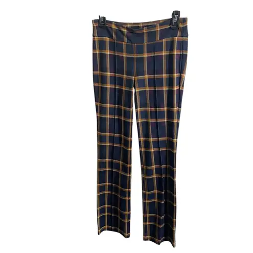 J McLaughlin Rylie Navy & Orange Plaid Pants Size XS Stretchy Slim Fit