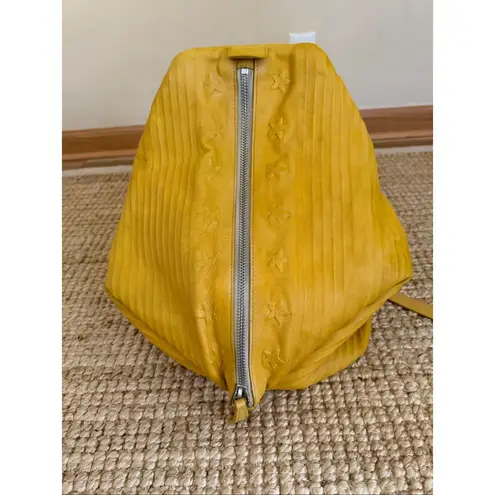 Opelle Mustard Yellow Genuine Leather Backpack Sling Bag Women Zip Closure