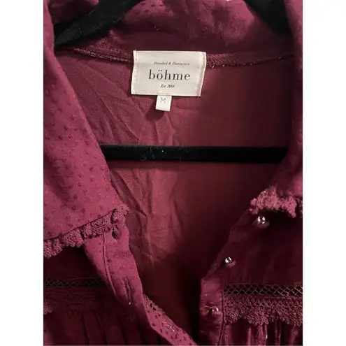 Bohme ✨Maroon Polka Dot Collared Maxi Dress✨