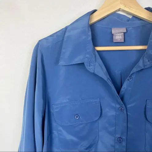 Laura Ashley Laura Scott Blue Collar Long Sleeve Button Down L