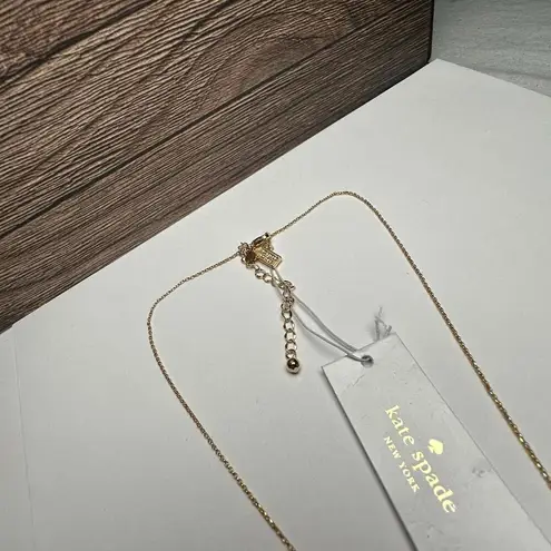 Kate Spade “ Mom” Engraved Rhinestone Gold Tone Necklace Signed NWT