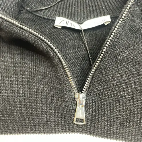 ZARA NWT  Black Striped Sweater Quarter Zip Blogger Favorite Small