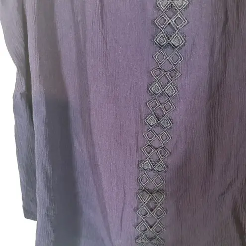 Mason & Belle Navy Blue Lace & Embroidered Sleeveless Blouse Women Sz XL